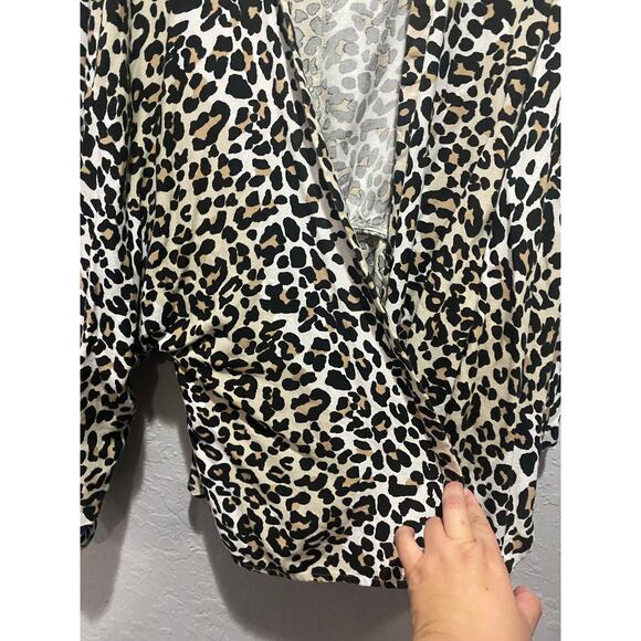 Sim & Sam Leopard Print Kimono Open Cardigan  Top Sz XL Boho Indie Artsy - Picture 3 of 7